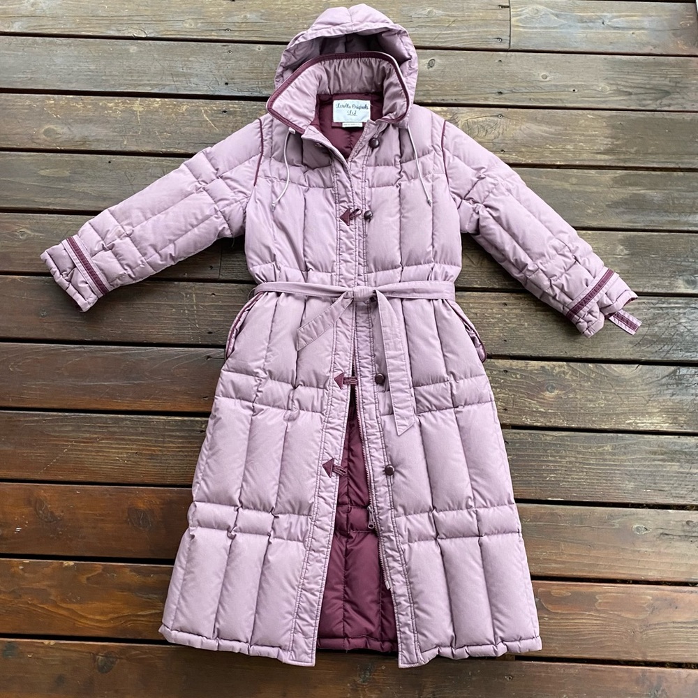 Vintage 80’s down lavender trench puffer quilted jacket
